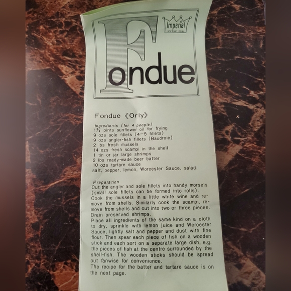 VTG Fondue Ensemble Siena 1973 NEW Imperial Int. Porcelain Steel 2 QT - Picture 8 of 11